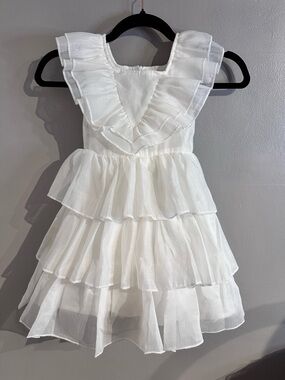 TRISH SCULLY CHILD Tiered Ruffled Sleeveless White Dress Girl’s Size 4